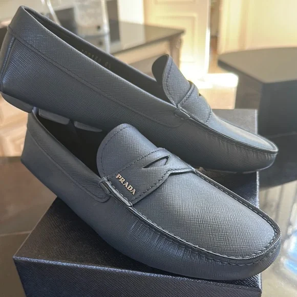 Prada | Shoes | Prada Black Leather Loafers Slipon Style  display picture 3
